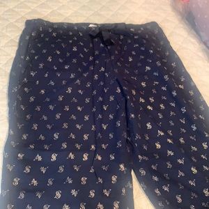 Victoria’s Secret flannel PJ pants with pockets and silky drawstring. Gold VS